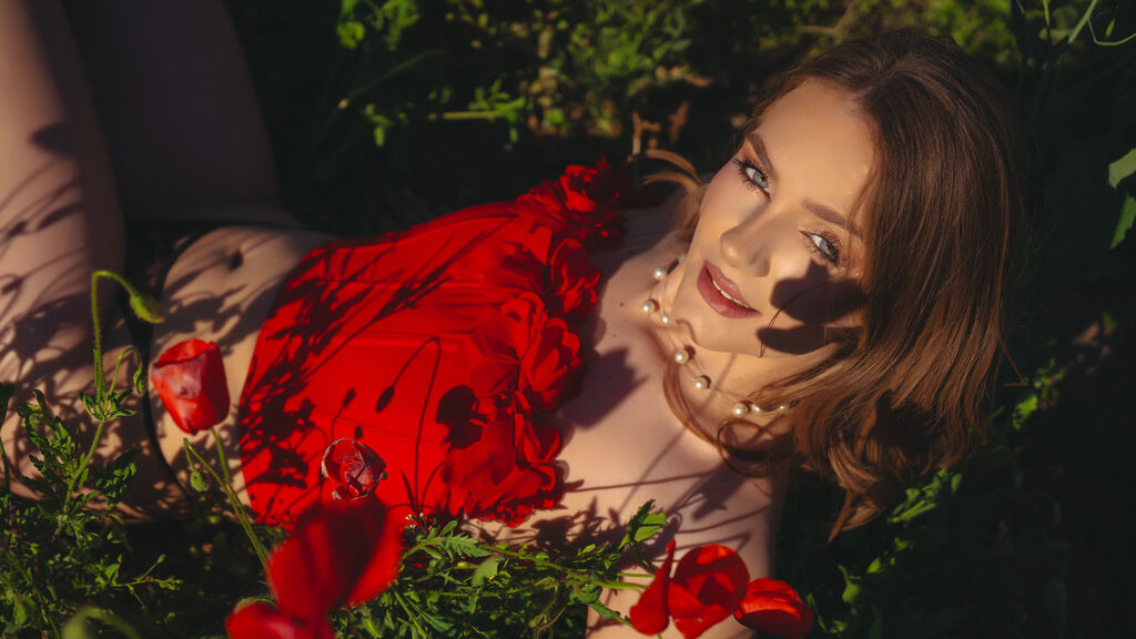 Cam model posing in a glamour shot for a feet cams live show